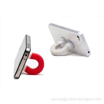White Adjustable Magnetic Car Holder , Silicon Mini With Su